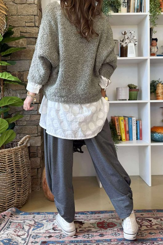 Hygge Boucle Slouch Knit Soft Sage
